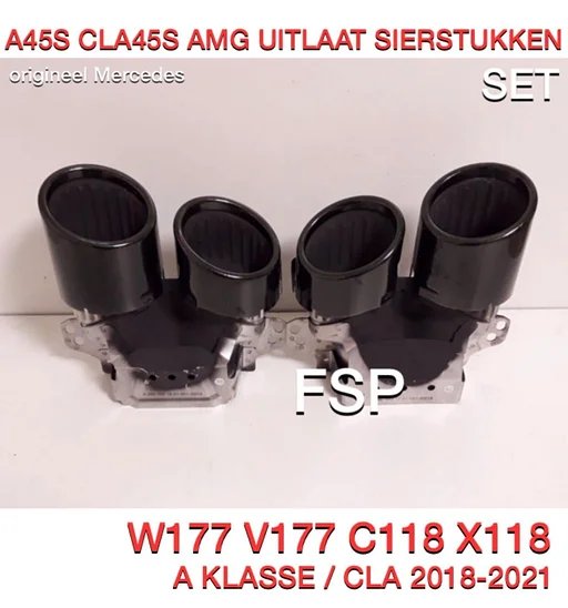 W177 V177 A45s W118 CLA45s AMG UITLAAT SIERSTUKKEN SET ZWART origineel Mercedes A Klasse / CLA 2018-2021 LINKS/RECHTS