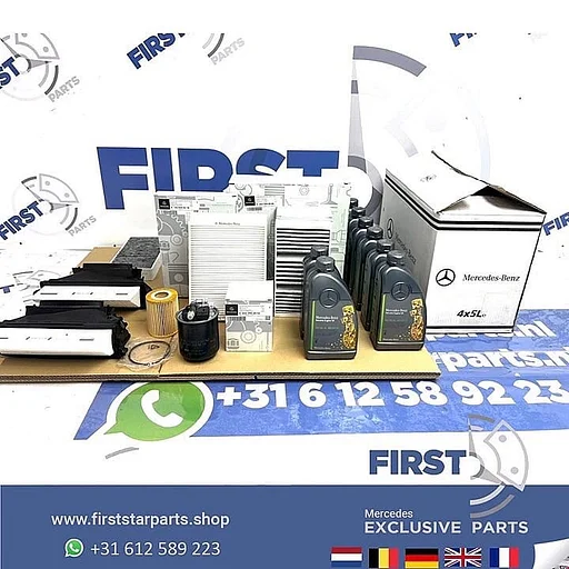 Mercedes OLIE + FILTER SET W176 W177 W246 W247 W117 W118 W204 W205 W206 W212 W213 W214 W156 H247 X247 W253 W254 W166 W167 W292 W461 W463 W221 W222 W223 W190 X290 LUCHT BRANDSTOF INTERIEUR FILTERSET origineel Mercedes