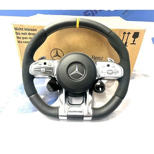 2023 AMG STUUR + AIRBAG A45 CLA45 C63 E63 GLC63 GLE63 GT63 G63 W177 W118 W205 W213 W253 W223 W468 W257 ORIGINEEL EDITION 1 RACE STUURWIEL GELE STIK Mercedes