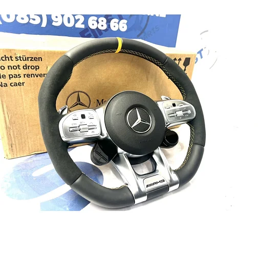 2023 AMG STUUR + AIRBAG A45 CLA45 C63 E63 GLC63 GLE63 GT63 G63 W177 W118 W205 W213 W253 W223 W468 W257 ORIGINEEL EDITION 1 RACE STUURWIEL GELE STIK Mercedes