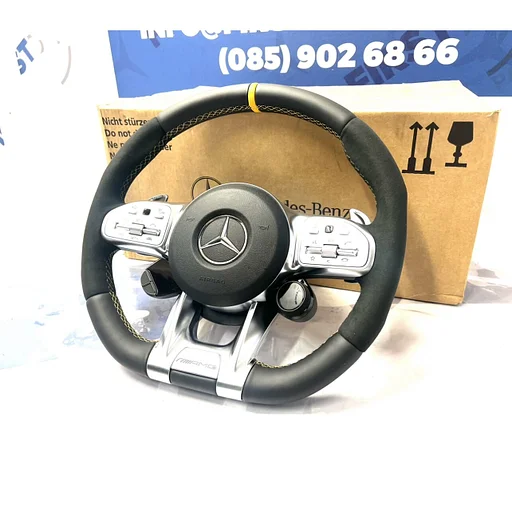 2023 AMG STUUR + AIRBAG A45 CLA45 C63 E63 GLC63 GLE63 GT63 G63 W177 W118 W205 W213 W253 W223 W468 W257 ORIGINEEL EDITION 1 RACE STUURWIEL GELE STIK Mercedes