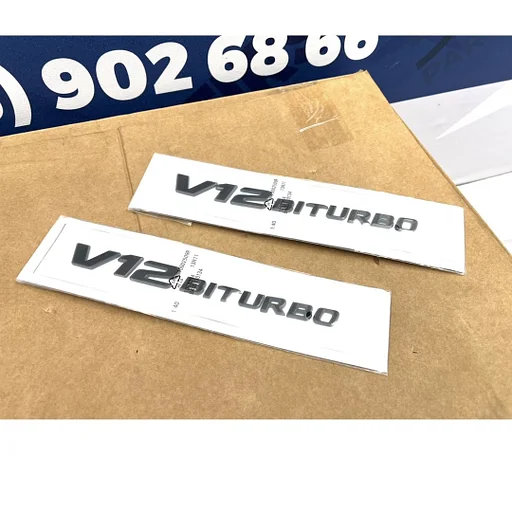 V12 BITURBO zijscherm EMBLEEM SET LOGO BADGE Mercedes BI TURBO 63 SET C CLS E G GLC GLE S Klasse ZWART LINKS+RECHTS V 12