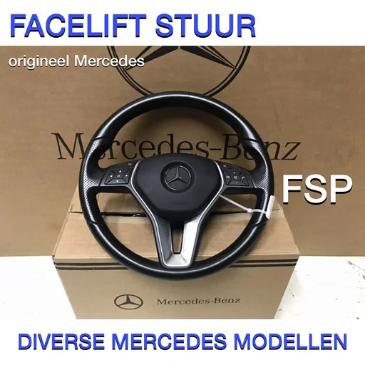 W176 A W246 B W117 CLA W156 GLA STUUR + AIRBAG ORIGINEEL Mercedes 2012-2016 ZWART LEDER