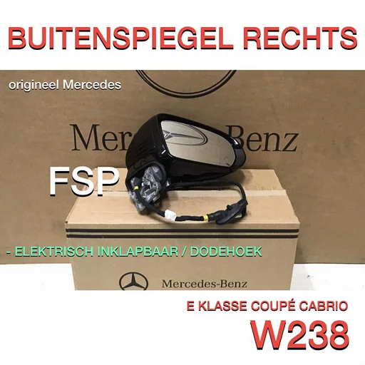 W238 W213 E KLASSE COUPÉ CABRIO BUITENSPIEGEL 360 CAM Elek.inklapbaar Dodehoek A238 C238 ZWART ORIGINEEL MERCEDES 2016-2021 E43 E53 E63