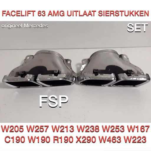 FACELIFT 63 AMG UITLAAT SIERSTUK SET W205 W213 W253 W167 W190 W463 W257 W222 ORIGINEEL CHROOM Mercedes C63 E63 G63 GLC63 GLE63 GT63 S63 Klasse