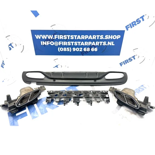 W205 S205 AMG LINE Diffuser + Uitlaat sierstukken Mercedes C Klasse 2014-2018 ZWART C43 AMG ORIGINEEL + SIERLIJSTEN Night Pakket 43 AMG