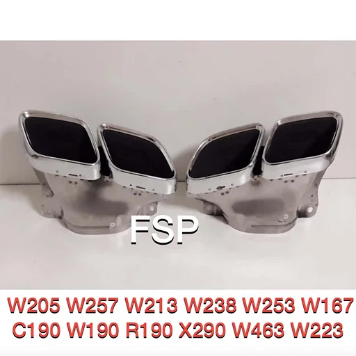 W205 C205 FACELIFT C63 AMG UITLAAT SIERSTUKKEN SET Mercedes C Klasse 2018-2022 ORIGINEEL CHROOM