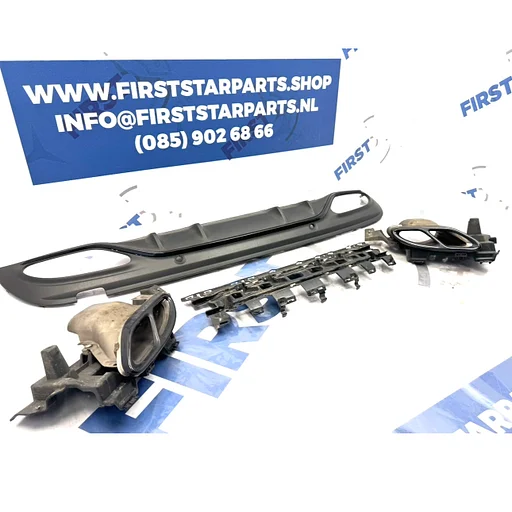 W205 S205 C43 AMG Diffuser + Uitlaat sierstukken Mercedes C Klasse 2014-2018 ZWART ORIGINEEL + SIERLIJSTEN Night Pakket 43 AMG