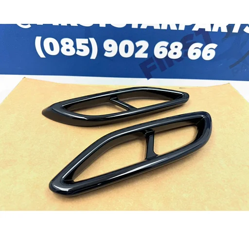 AMG LINE UITLAAT SIERLIJSTEN ZWART L/R Mercedes A B C CLA GLA GLC GLE E Klasse 2013-2020 NIGHT PAKKET UITLAAT SIERSTUKKEN BLACK W176 W246 W117 W156 W205 W213 W253 W166 C292 AMG LOOK AUSPUFF BLENDE