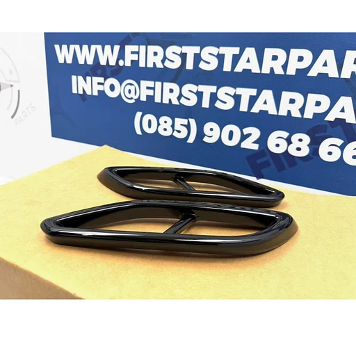 AMG LINE UITLAAT SIERLIJSTEN ZWART L/R Mercedes A B C CLA GLA GLC GLE E Klasse 2013-2020 NIGHT PAKKET UITLAAT SIERSTUKKEN BLACK W176 W246 W117 W156 W205 W213 W253 W166 C292 AMG LOOK AUSPUFF BLENDE