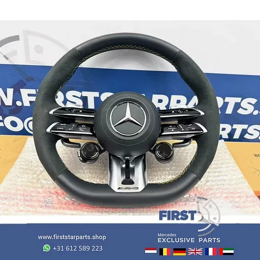 2025 AMG STUUR Mercedes C63 CLE63 E63 GLC63 GLE63 S63 AMG STUUR W206 W213 W253 W236 V167 W223 W464 W257 ORIGINEEL Mercedes 2021-2026 C63S E63S GLC63S GLE63S S63S CLE63 CLS63 E PERFORMANCE ALCANTARA A0994600909 K6