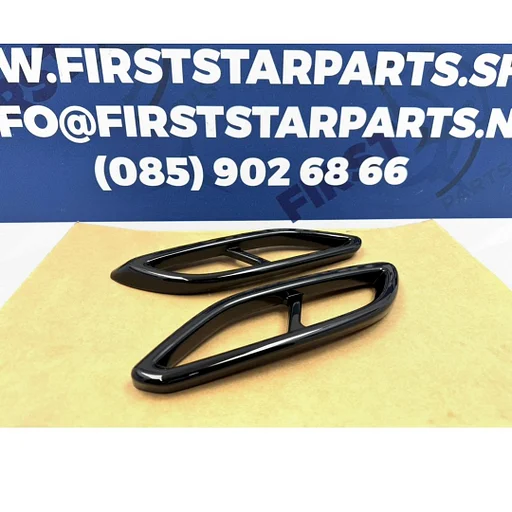 AMG LINE UITLAAT SIERLIJSTEN ZWART L/R Mercedes A B C CLA GLA GLC GLE E Klasse 2013-2020 NIGHT PAKKET UITLAAT SIERSTUKKEN BLACK W176 W246 W117 W156 W205 W213 W253 W166 C292 AMG LOOK AUSPUFF BLENDE