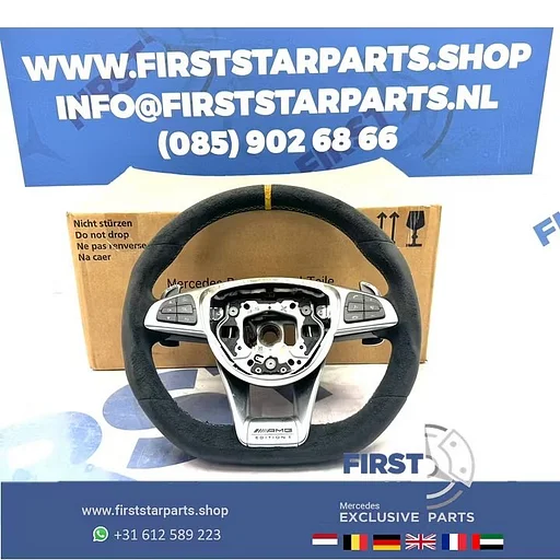 W205 C63 W253 GLC63 AMG STUUR EDITION 1 GELE STIK C GLC 63 KLASSE 2014-2018 origineel Mercedes C63S GLC63S PERFORMANCE STUURWIEL GEEL ALCANTARA A2054602603