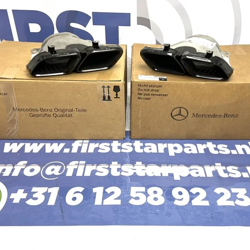 W205 C205 C63 AMG FACELIFT UITLAAT SIERSTUKKEN SET ZWART 2018-2020 origineel Mercedes C Klasse NIGHT PAKKET