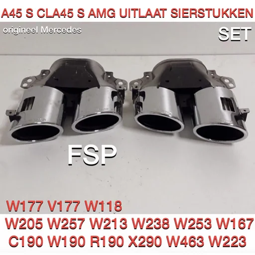 W118 C118 X118 CLA 45 S UITLAAT SIERSTUKKEN SET CHROOM origineel Mercedes cla klasse 2018-2021 SET LINKS/RECHTS