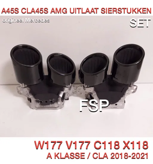 W177 A45S W118 CLA45S AMG UITLAAT SIERSTUKKEN ZWART SET origineel Mercedes 2018-2021 A KLASSE / CLA 45 AMG