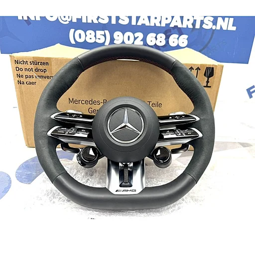 AMG STUUR Mercedes C63 CLE63 E63 GLC63 GLE63 S63 AMG STUUR W206 W213 W253 W236 V167 W223 W464 W257 ORIGINEEL Mercedes 2021-2026 C63S E63S GLC63S GLE63S S63S CLE63 CLS63 E PERFORMANCE ALCANTARA A0994600909 K6 2025