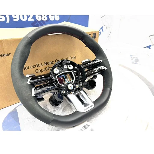 AMG STUUR Mercedes C63 CLE63 E63 GLC63 GLE63 S63 AMG STUUR W206 W213 W253 W236 V167 W223 W464 W257 ORIGINEEL Mercedes 2021-2026 C63S E63S GLC63S GLE63S S63S CLE63 CLS63 E PERFORMANCE ALCANTARA A0994600909 K6 2025
