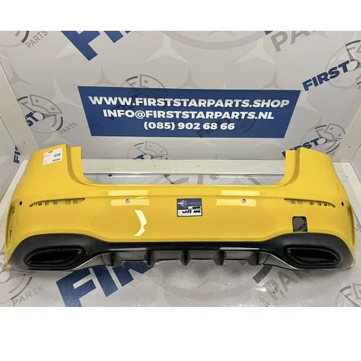 W177 AMG BUMPER A1778804506 Mercedes A Klasse ACHTERBUMPER COMPLEET GEEL ZWART WIT GRIJS BLAUW ROOD ORIGINEEL 2019-2025 + DIFFUSER EN UITLAAT SIERSTUKKEN ORIGINEEL A 177 880 45 06