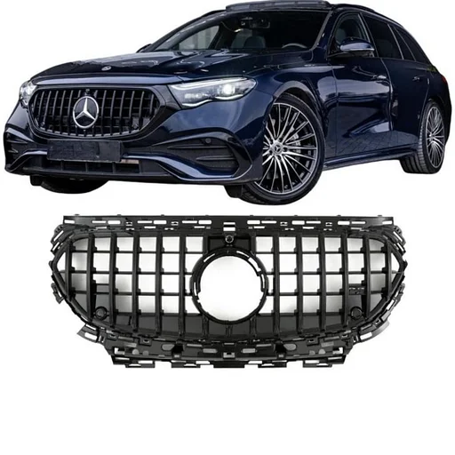 W214 GT GRIL Mercedes E KLASSE PANAMERICANA GRIL ZWART of CHROOM S214 voor Mercedes E Klasse AMG LINE bumper Grille 2022-2027 E43 E53 look chrome/black AMG E CLASS