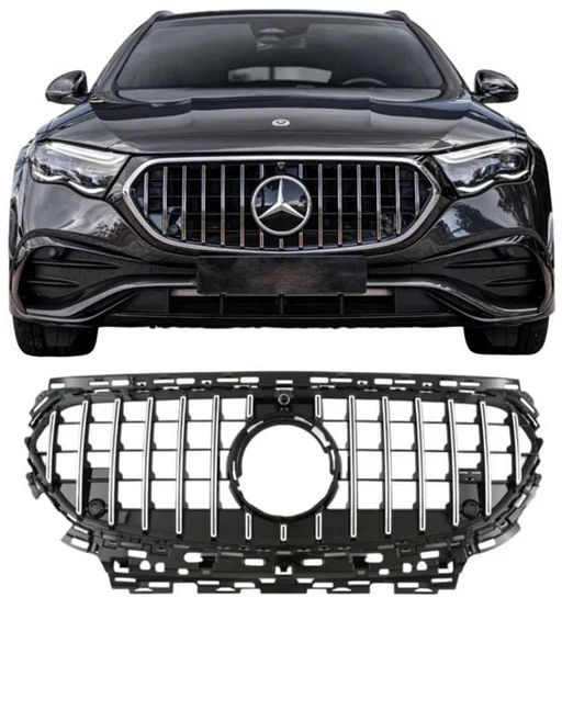 W214 GT GRIL Mercedes E KLASSE PANAMERICANA GRIL ZWART of CHROOM S214 voor Mercedes E Klasse AMG LINE bumper Grille 2022-2027 E43 E53 look chrome/black AMG E CLASS