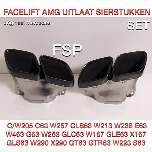 W223 S63 AMG UITLAAT SIERSTUKKEN SET ZWART ORIGINEEL Mercedes S Klasse 2021-2024 63 65 AMG