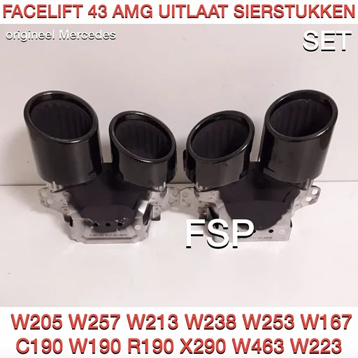 W167 GLE43 AMG SIERSTUKKEN SET ZWART ORIGINEEL Mercedes 2019-2023 NIGHT PAKKET