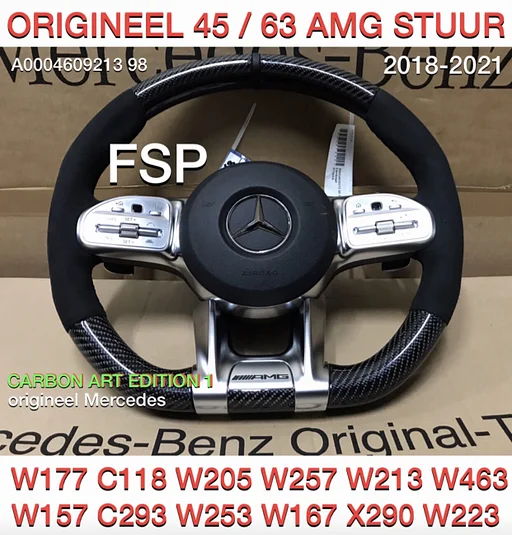 2021 AMG CARBON STUUR + AIRBAG A45 CLA45 C63 E63 GLC63 GLE63 GT63 G63 W177 W118 W205 W213 W253 W223 W468 W257 ORIGINEEL CARBON ART EDITION Mercedes 2018-2021