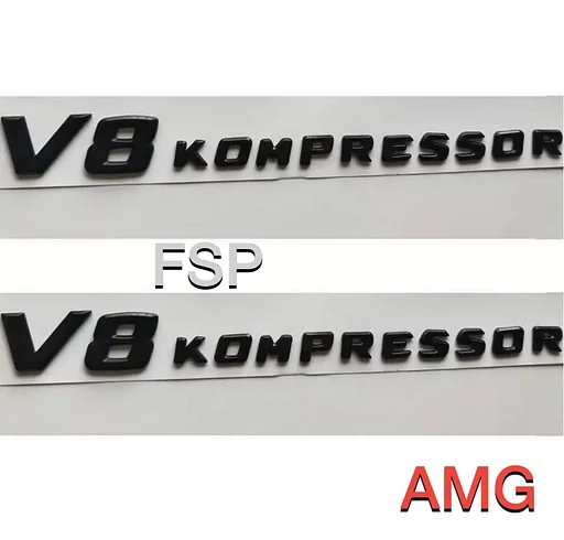 V8 KOMPRESSOR LOGO SET ZWART EMBLEEM ZIJSCHERM BADGE Mercedes ZWART