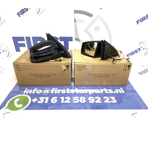 W166 W292 GLE63 AMG BUITENSPIEGEL LINKS / RECHTS VOL OPTIE ZWART 360 CAMERA ELEK. INKLAPBAAR GLE 2014-2019