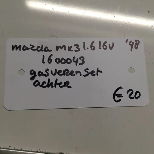 Mazda MX3 1.6 16v  1998 Wagennr 1600043 Gasverenset achterklep
