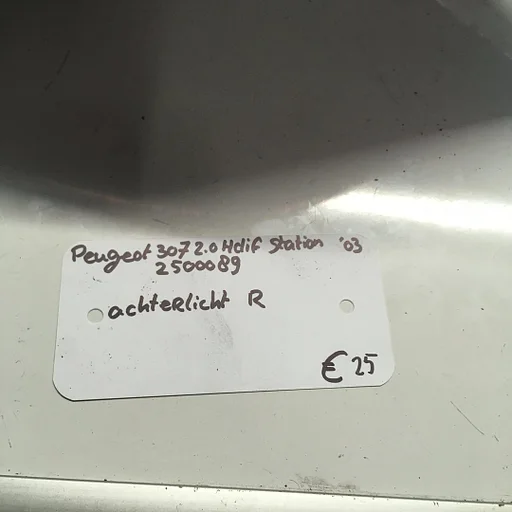 Peugeot 307 Station 2.0 hdi 2003 Wagennr 2500089  Achterlicht Rechts