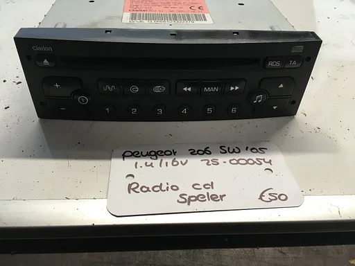 Peugeot 206 Sw 1.4 16v 2005 2500054   Radio Cd speler Clarion