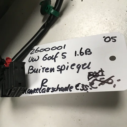 Vw Golf 5 1.6B 2005 5drs 2600001  Elektr Buitenspiegel Links met knipperlicht