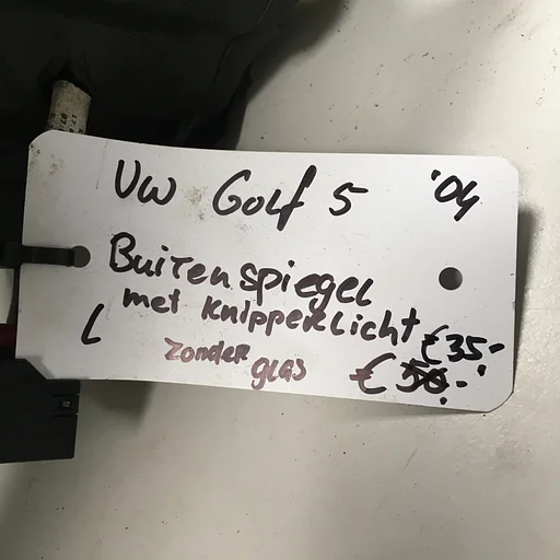 Vw Golf 5  2004   5drs  Elektr Buitenspiegel Links met knipperlicht  ( zonder spiegelglas)