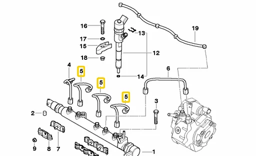 Hogedruk leiding cilinder 2 tot 4 mini R50 oe 13537791115 org nieuw bmw