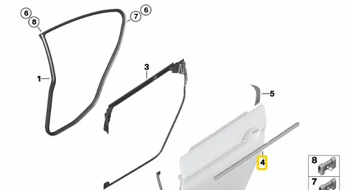 Raamlijst BMW F06 GRAND COUPE RECHTS ACHTER OE 51357275318