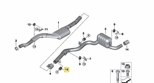 Trillingsdemper uitlaat BMW F20 F21 F22 F23 F07 F10 F11 oe 18308624195