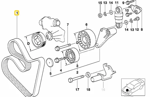 V RIEM Polyriem BMW E34 E32 E31 OE 11281702898