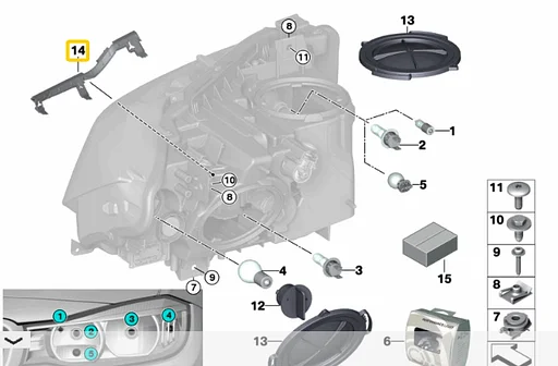 Koplamp lijst BMW F30 F31 oe 63117400479 links
