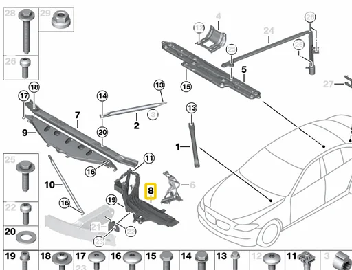 STEUN RECHTSVOOR  BMW  5" F07 OE 51647200778 NIEUW