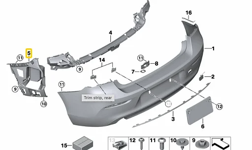ACHTERBUMPER MONTAGE PLAAT BMW F210 F21 OE 51127371754