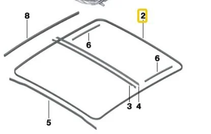 Panorama schuifdak pakking BMW 1 / 2 / X1 / X2 / X3 / X4serie F40 F44 F45 F46 F48 F39 G01 G02 54107332706 7332706