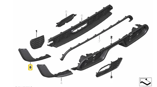 Achterbumper links deel onderkant JCW Mini F55 F56 F57 51127365155 7365155