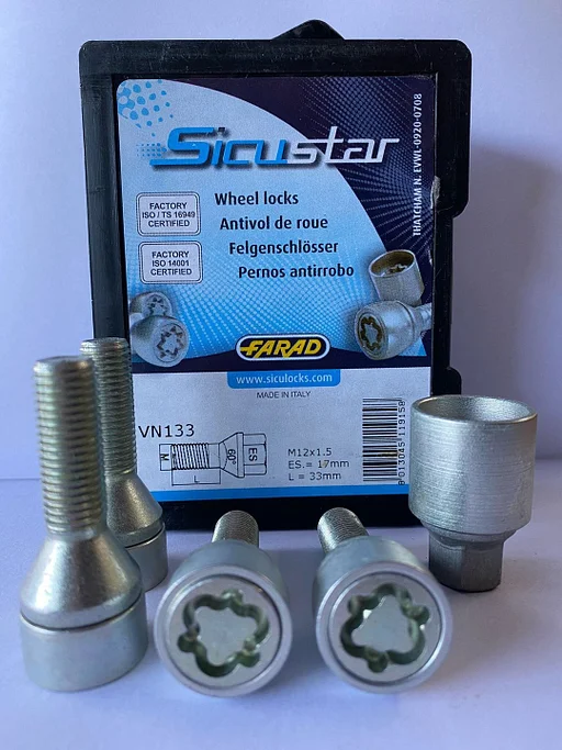 Nieuwe Wielsloten Slotbouten M12x1.5 33mm Bouten Anti Diefstal