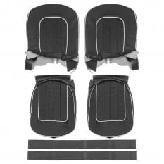 Triumph TR3 Stoel bekleding zwart leer met witte bies  SCL6121