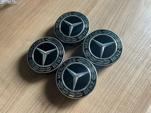 ORIGINELE Mercedes Benz naafkap naafdop set zwart chroom
