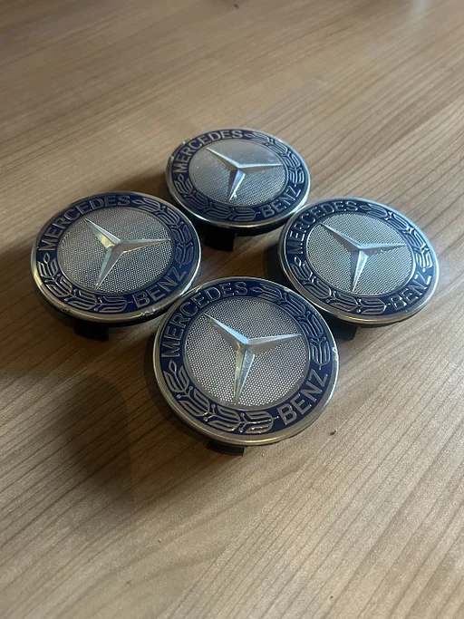 ORIGINELE Mercedes Benz naafkap naafdop set Blauw chroom