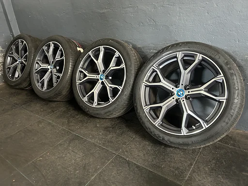 6mm! Originele BMW X5 X6 G05 G06 Style 741M 21 inch antraciete breedset velgen 5x112 TPMS Runflat zomerbanden 275/40R21 Continental