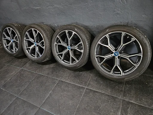 7-8mm! Originele BMW X5 X6 G05 G06 Style 741M 21 inch antraciete breedset velgen 5x112 TPMS Runflat zomerbanden 275/40R21 Hankook